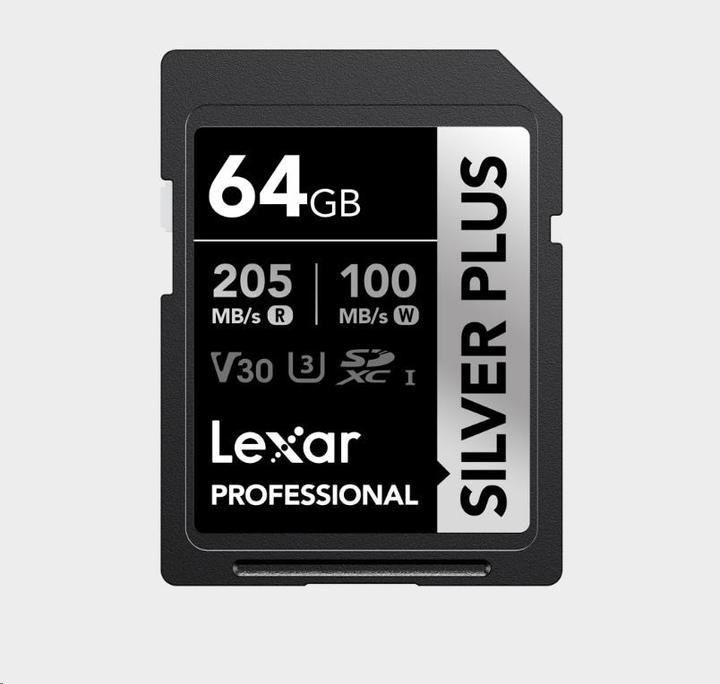 Actual product image Lexar Professional Silver Plus (64 GB, SDXC, U3, UHS-I)