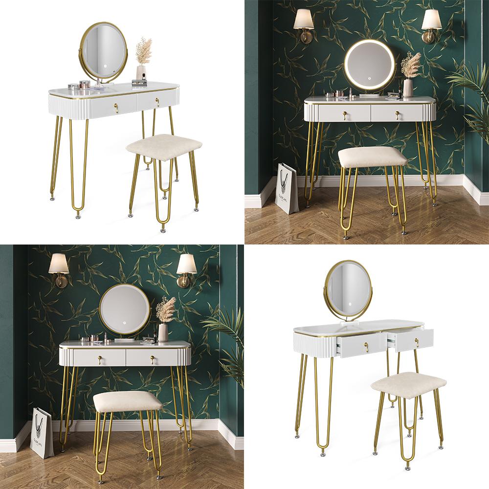 Thumbnail - Vicco, Schminktisch, Grace mit Hocker und Beleuchtung (100 x 40 x 126 cm)