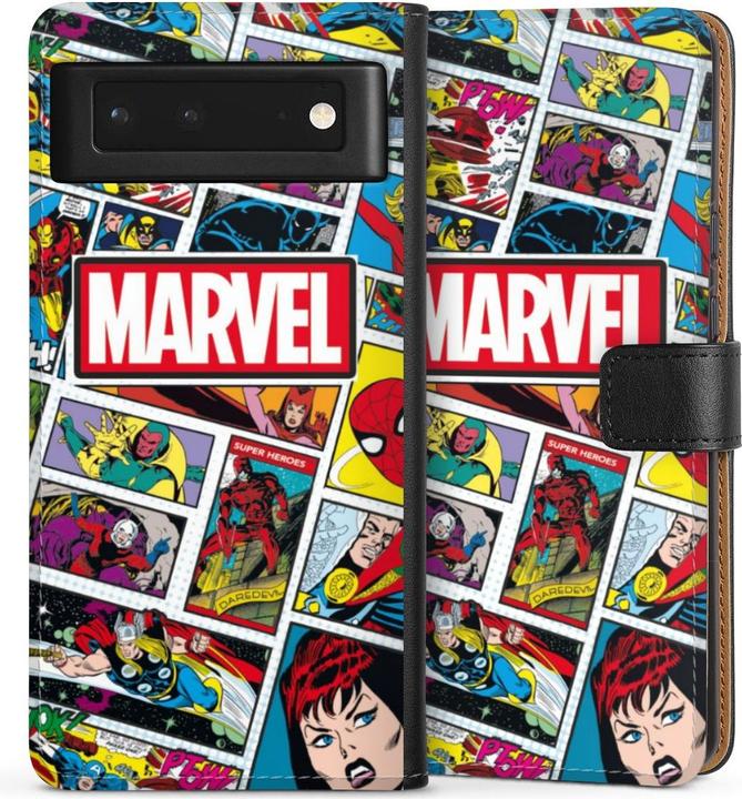 Actual product image DeinDesign Tasche für Google Pixel 6 Handy Flip Case Wallet Cover Handytasche Leder Comic Marvel (Google Pixel 6)