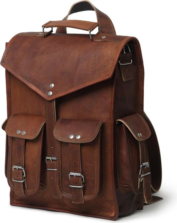 Immagine prodotto Only-Bags.Store Zaino Messenger 2 in 1 convertibile in pelle per laptop, zaino in pelle marrone vintage per laptop