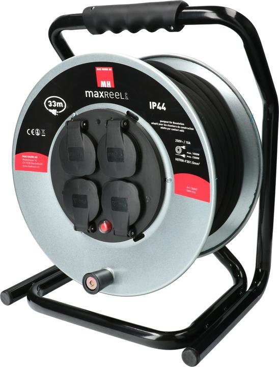 Produktbild Max Hauri maxReeL Stahl-Kabelrolle IP44 4x Typ 13 (33 m, 3 mm²)