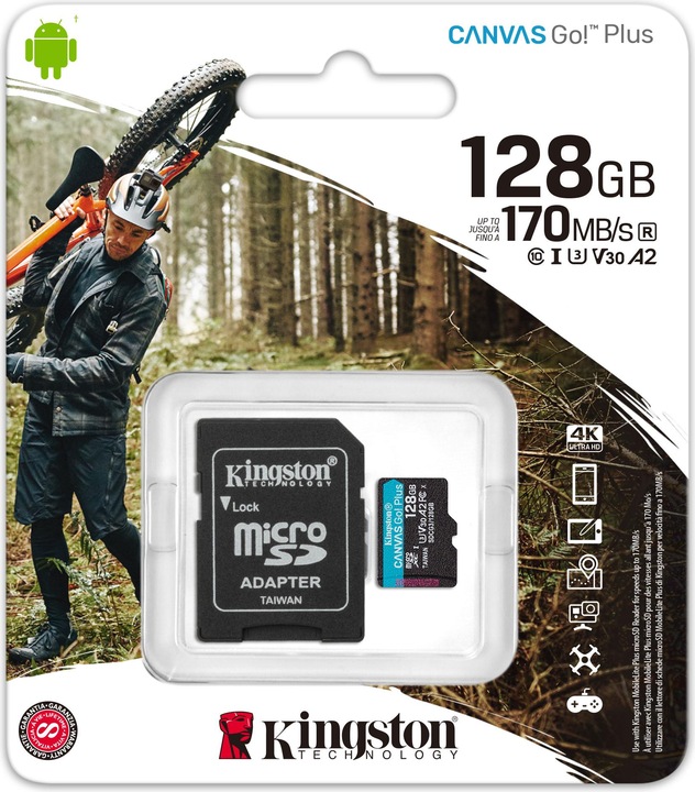 Productafbeelding Kingston Canvas Go! Plus microSD (128 GB, microSDXC, U3, UHS-I)
