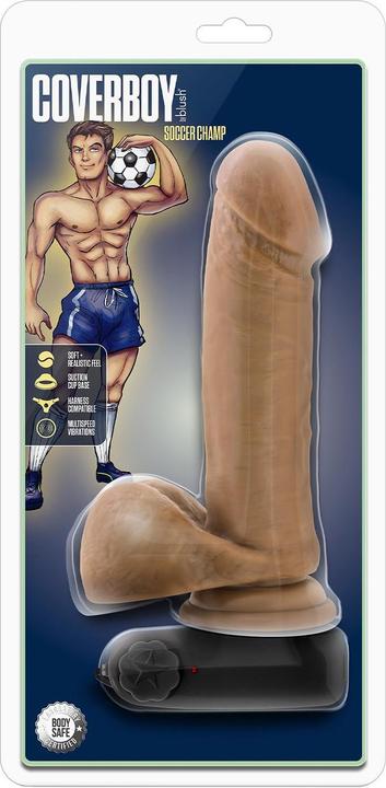 Actual product image Blush Coverboy - Soccer Champ - Vibrating 8 Inch Realistic Dildo - Suction Cup Base Harness Compatib