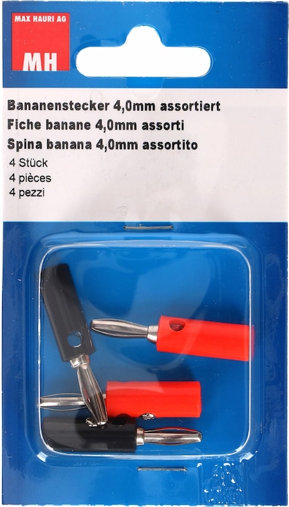 Produktbild Max Hauri Bananenstecker 4mm assortiert, 4 Stück
