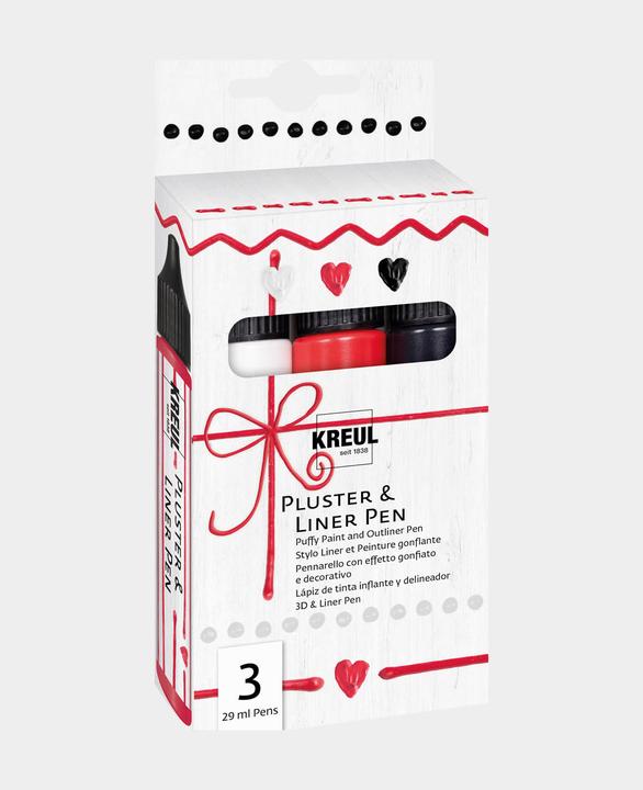 Produktbild Kreul Pluster & Liner Pen Set (Rot, Weiss, Schwarz, 29 ml)