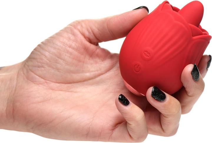 Actual product image Frisky BLOOMGASM - French Rose Licking & Vibrating Stimulator - Red