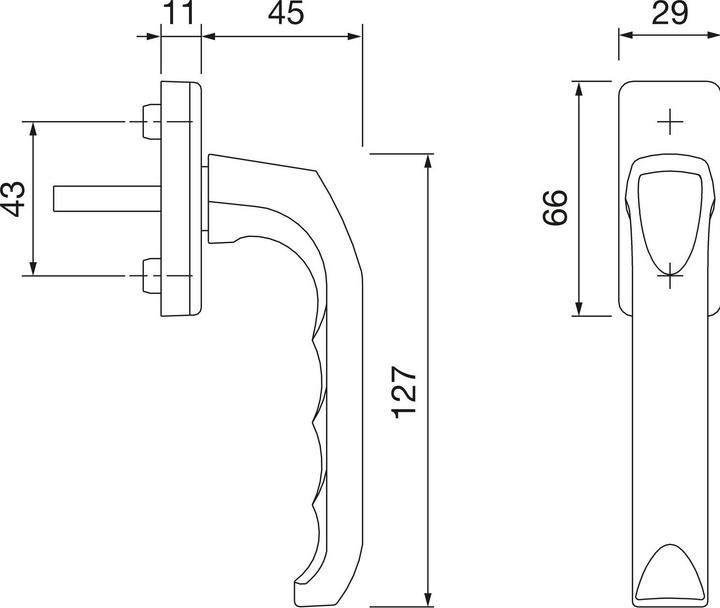 Actual product image Hoppe Window handle London 013/U34 Aluminium F1 / natural colour 32 mm standard