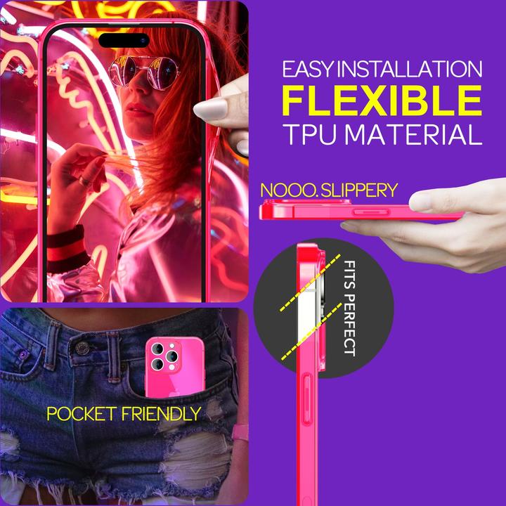 Actual product image Nalia Clear Transparent Neon Silicone Sleeve (Apple iPhone 15 Pro Max)