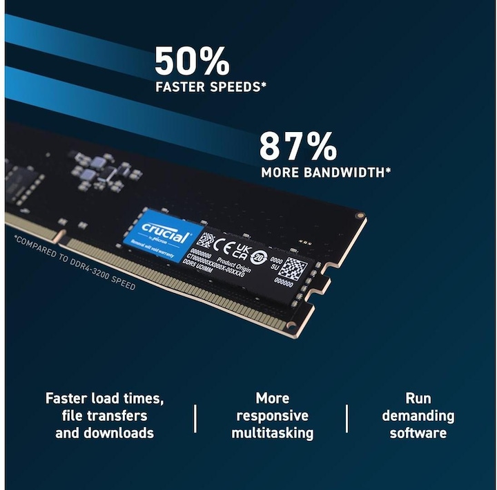 Produktbild Crucial CT32G56C46U5 (1 x 32GB, 5600 MHz, DDR5-RAM, U-DIMM)