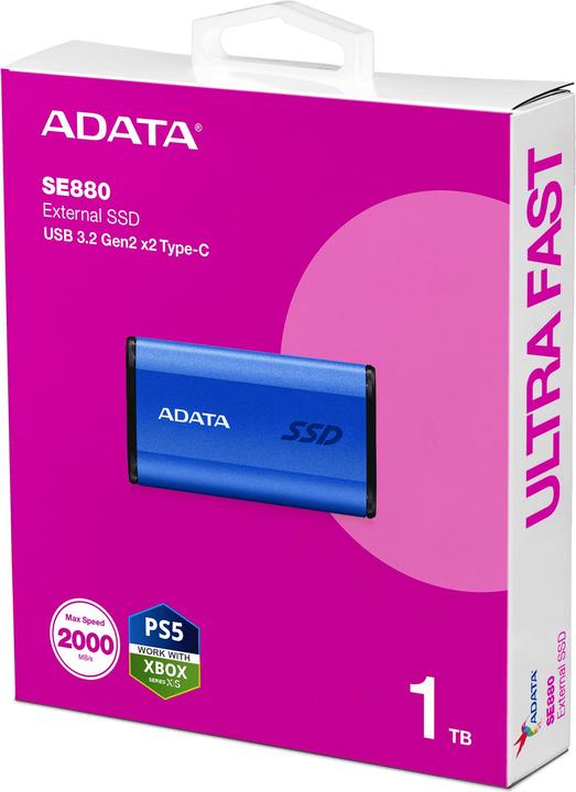 Actual product image Adata Dysk zewnętrzny SSD SE880 1TB USB3.2A/C Gen2x2 Niebieski (1 TB)