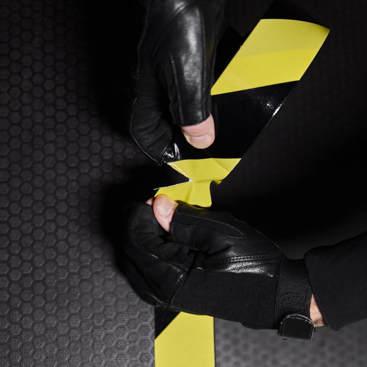 Actual product image Defender EXA-TAPE® BY 50 BULK - Premium fabric adhesive tape BULK | black/yellow | glossy | 50 mm x 50 m (50 mm)