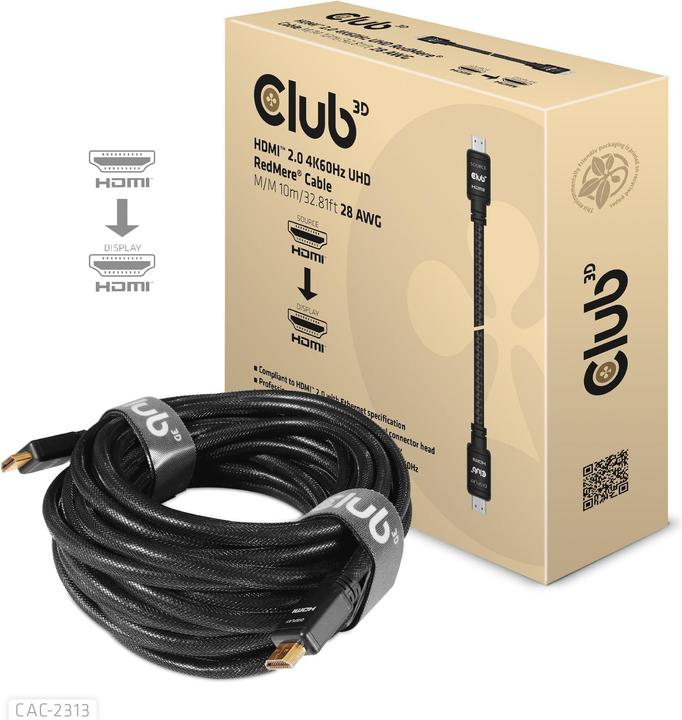 Club 3D HDMI 2.0 4K60Hz RedMere-Kabel 10 m (10 m, HDMI, 2.0)