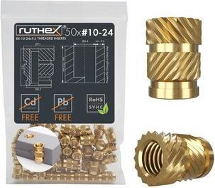Produktbild Ruthex #10-24 Gewindeeinsatz Zoll (UNC) - 50 Stück RX-10-24x9.5 Gewindebuchsen aus Messing