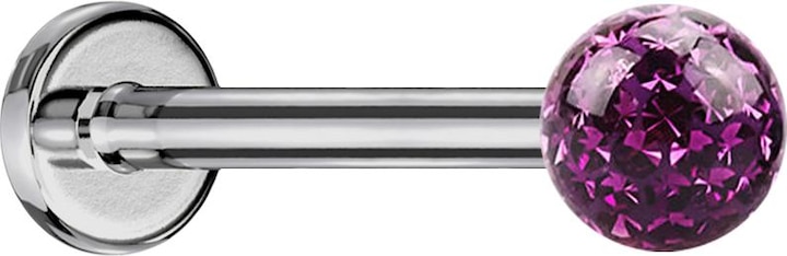 Produktbild Star Piercing Micro Labret silber mit Kristallkugel violett und Epoxy Schutzschicht (ohne Messing, Titan G23)