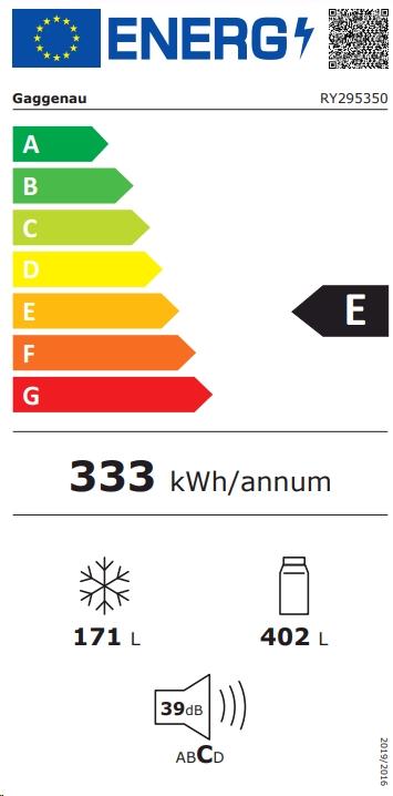 Energy Label Gaggenau Freezer RY295350 (335 l)