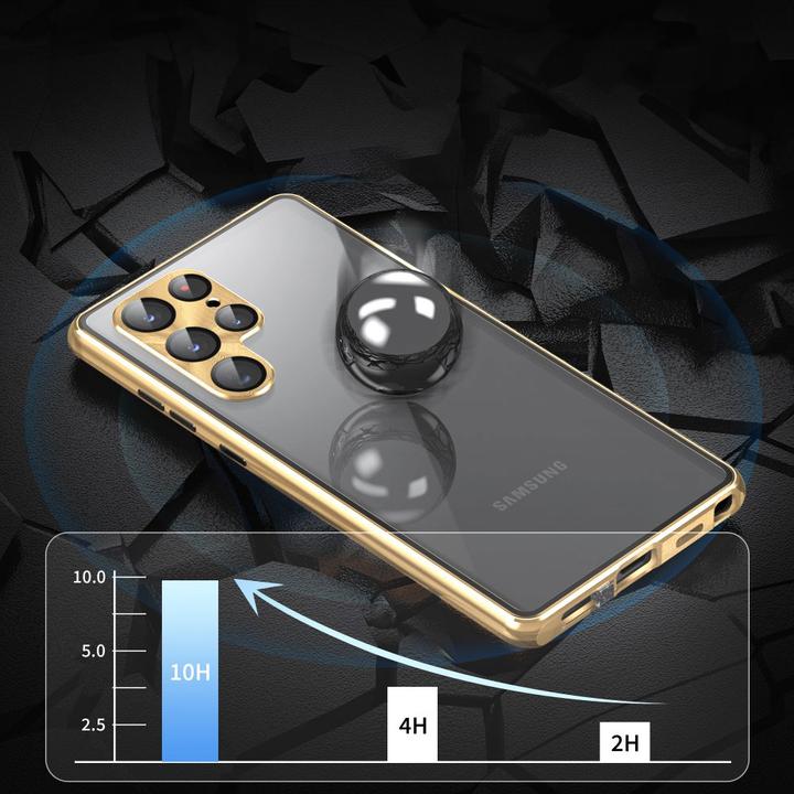 Produktbild Deltalabs Galaxy S24 Ultra Magnetische Alu Schutzhülle + Glas Back/Privacy, Schwarz (Samsung Galaxy S24 Ultra)