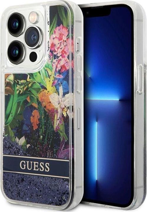 Produktbild Guess GUHCP14LLFLSB iPhone 14 Pro 6,1" niebieski/blue hardcase Flower Liquid Glitter (Apple iPhone 14 Pro)