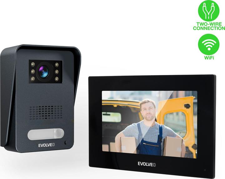Actual product image Evolveo DoorPhone AP1-2 black / Wired video door intercom with application (App, Cable)