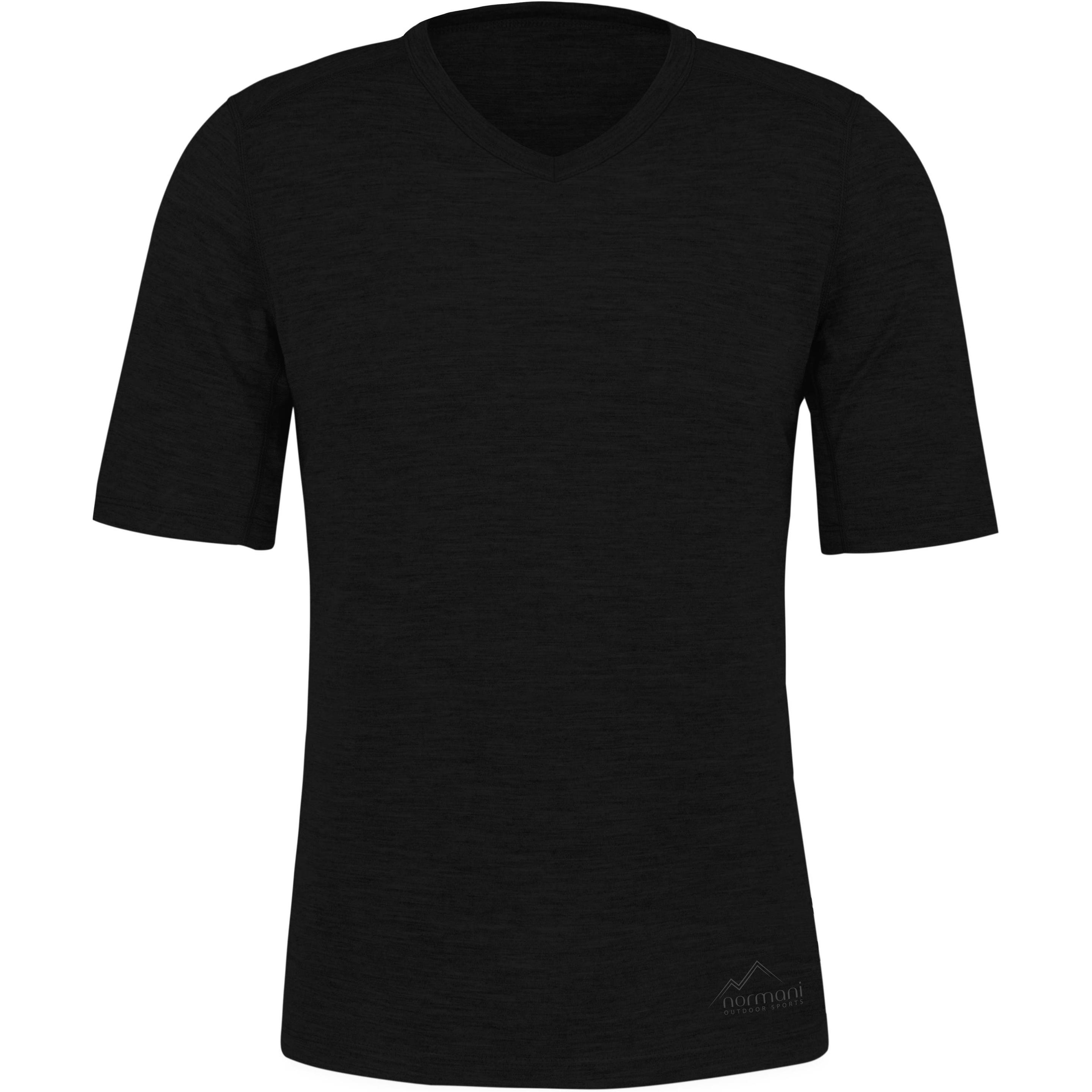 Normani, Herren, Shirt, Herren Merino T-Shirt „Delamere" - 9657, Schwarz, (4XL)