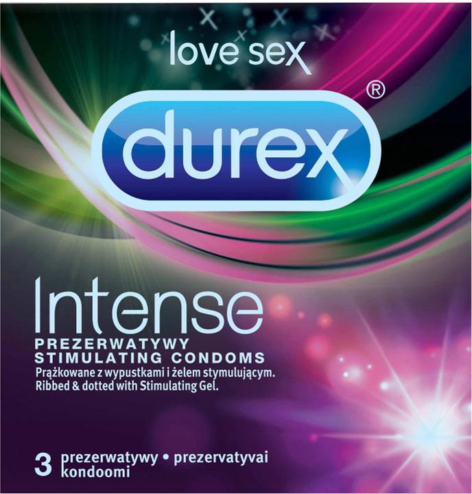 Durex Intense ribbed condoms with tabs and stimulant gel 3pcs (3 Stk.)
