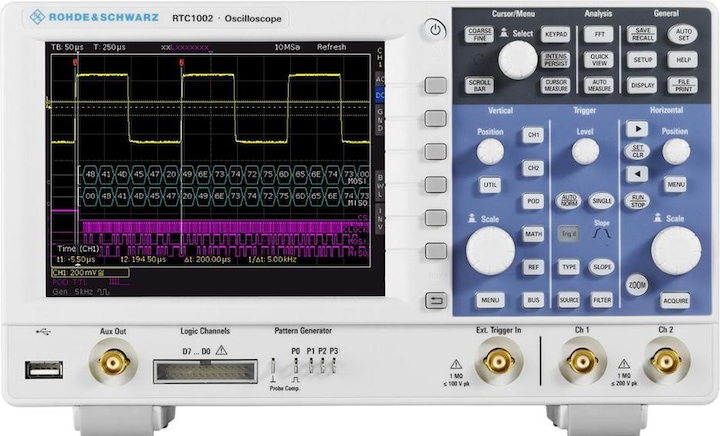 Image du produit Rohde & Schwarz RTC1002 Oscilloscope de table à signaux mixtes 2 canaux analogiques / 16 canaux numériques 70MHz