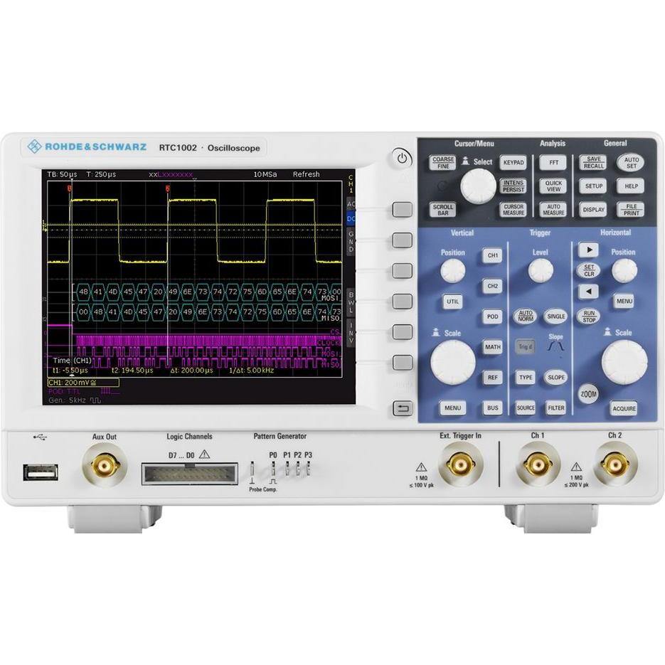 Rohde & Schwarz, Multimeter, RTC1002 Mixed-Signal Tisch Oszilloskop 2-Kanal Analog / 16 Digital 70MHz CAN, IIC, L