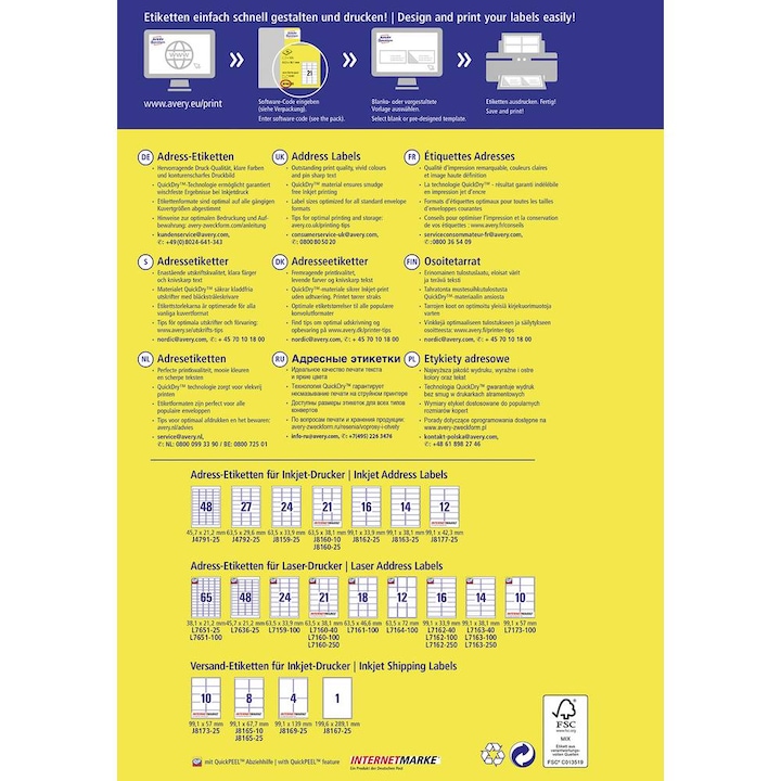 Actual product image Avery Address labels