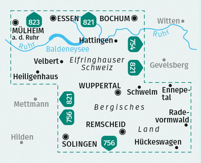 Energie-Label KOMPASS Wanderkarte 493 Baldeneysee, El