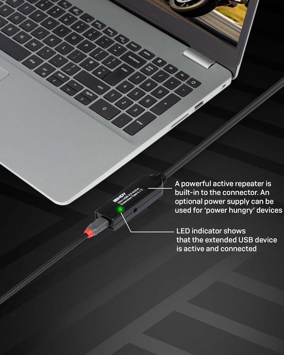Produktbild Lindy 20m USB 3.0 Active Extension Type A to C (20 m, USB 3.2 Gen 1)