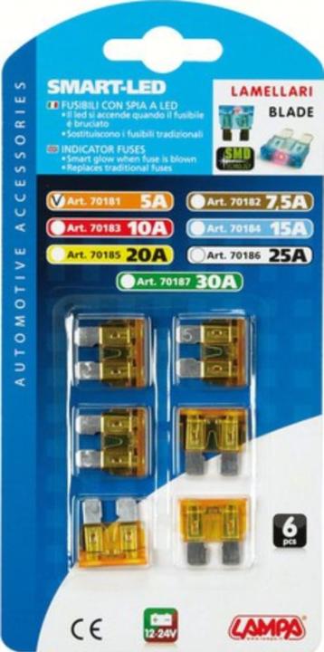 Immagine prodotto Lampa Smart Led, set di 6 fusibili a lamelle con indicatore luminoso a LED, 12/32V - 10A
