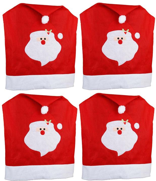 Actual product image Novaliv Chair Covers Set of 4 Swing Chair Christmas I Red I Father Christmas I Chair Cover Christmas (65 x 48 x 65 cm)