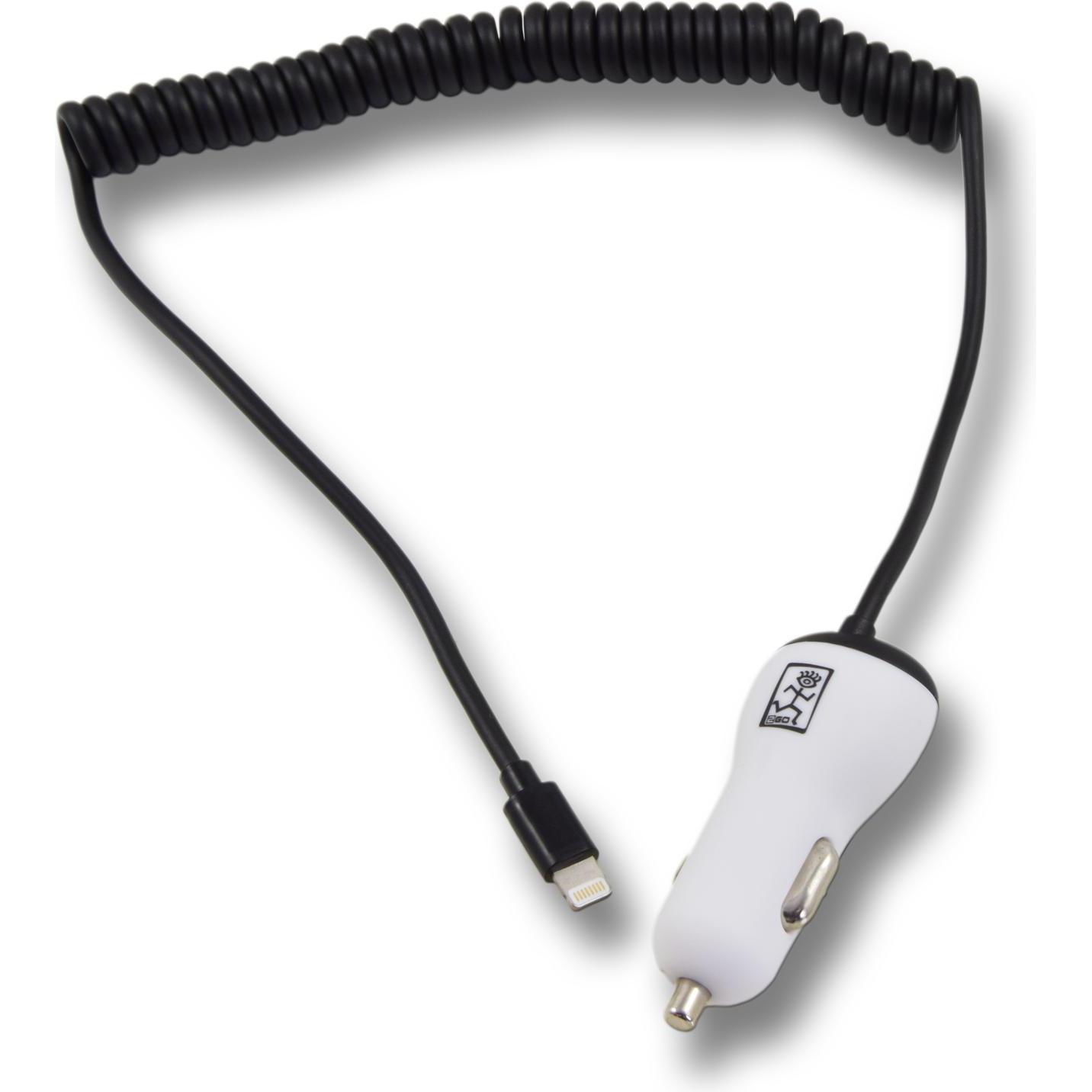 2GO Kfz-Ladeg. 12V/24V-MFI zert-schwarz für iPhone u. iPad, Auto Adapter, Weiss