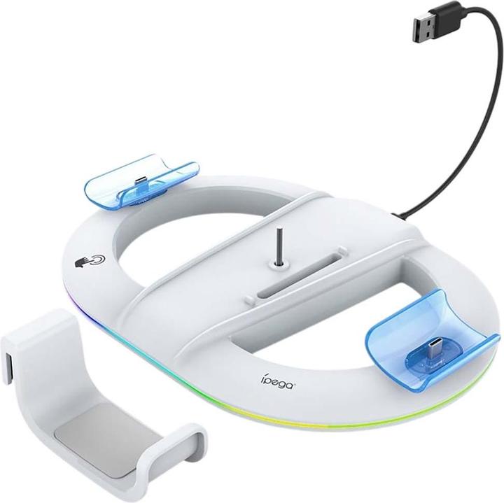 Actual product image - iPega P5S045 Vertical Charging Stand with RGB for PS5/PS5 Slim White (PS5)