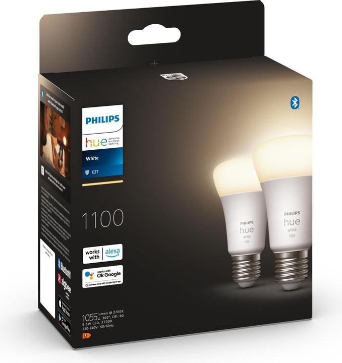 Produktbild Philips Hue White (E27, 9.50 W, 1050 lm, 2 x, F)