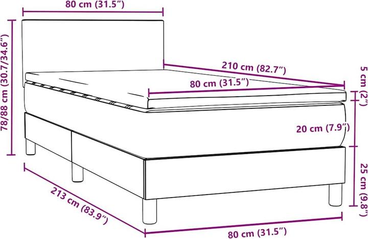 Produktbild vidaXL Boxspringbett (80 x 210 cm)