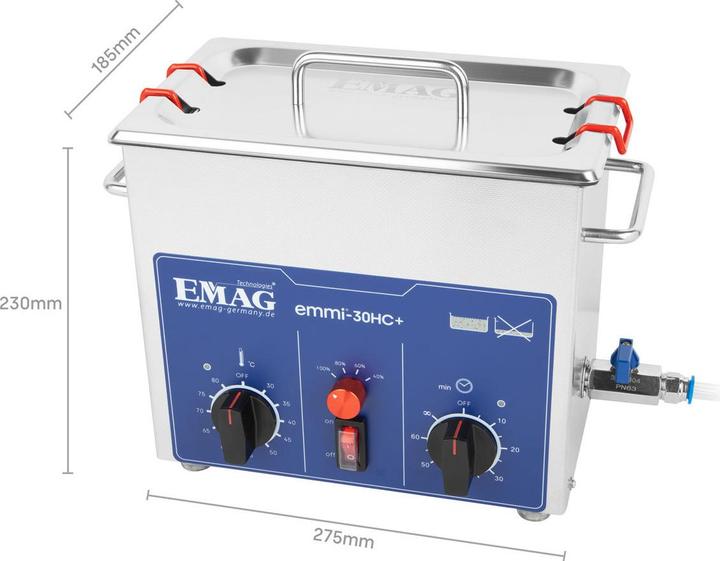 Image du produit Emag Emmi-30HC Plus Nettoyeur à ultrasons universel 180 W 3.2 l avec chauffage (40 kHz, 3000 ml)
