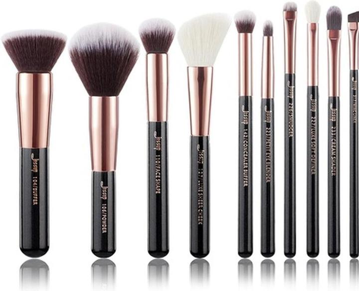 Black Rose Gold Natural Brush Kit for Powder Foundation Blush Eyes