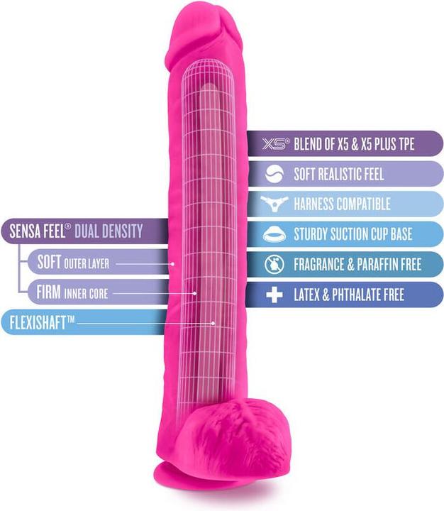 Actual product image Blush Novelties Au Naturel Bold Daddy Realistic 14 Inch Suction Cup Harness Compatible FlexiShaft Se