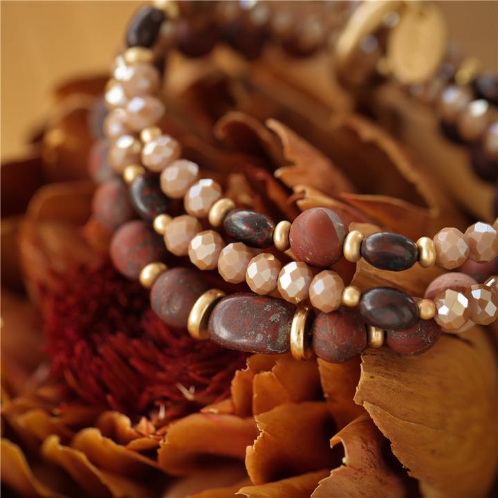 Image du produit Andreani Bracelet en jaspe brun véritable (8 cm, Pierres)