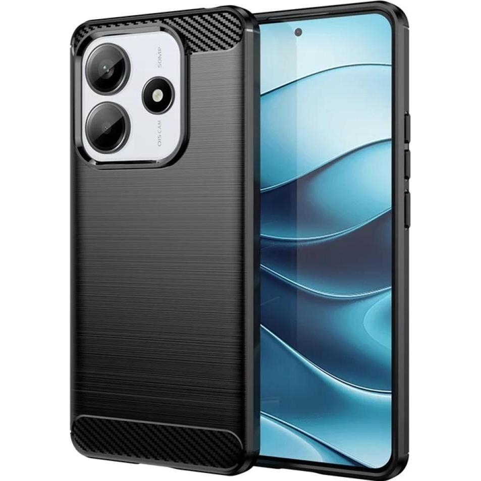 Screenguard Hülle Carbon Brushed Soft TPU (Xiaomi Redmi Note 14 Pro 5G), Smartphone Hülle, Schwarz