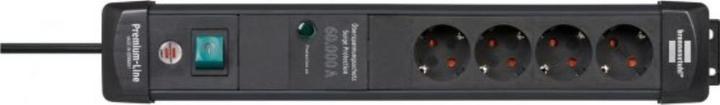 Productafbeelding Brennenstuhl Premium-Line, stroomverdeler, 4 stopcontacten, 1,8 m, zwart, met schakelaar en overspannings... (4x, CEE 7/4, 1.80 m)