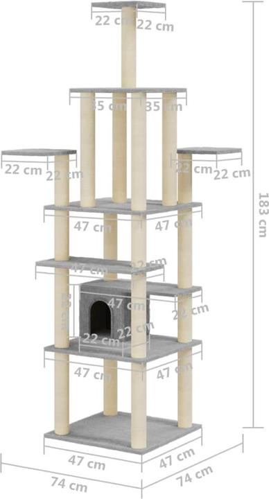 Produktbild vidaXL Katzenbaum (183 cm, Hellgrau)