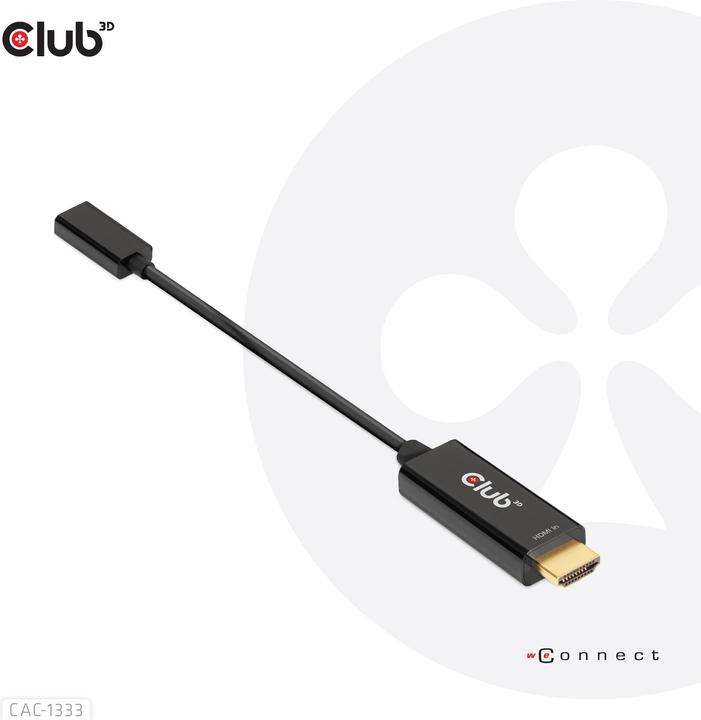 Actual product image Club 3D HDMI (Typ A) — USB C (HDMI, USB-C, 22 cm)