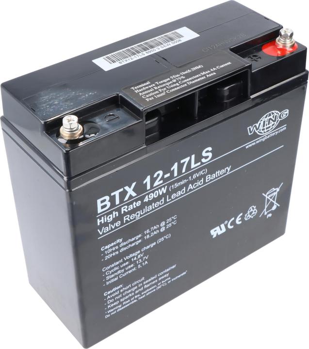 Produktbild Wing BTX12-17LS 12V 17Ah high rate hochstromfähig Bleiakku AGM Blei Gel Akku (17 Ah, 12 V)