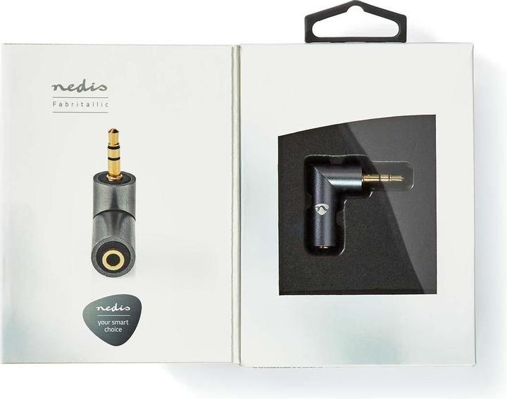 Actual product image Nedis Stereo Audio Adapter 3.5 mm Male 3.5 mm Female Gold Plated Straight Metal Anthracite/Gold 1 Pc.
