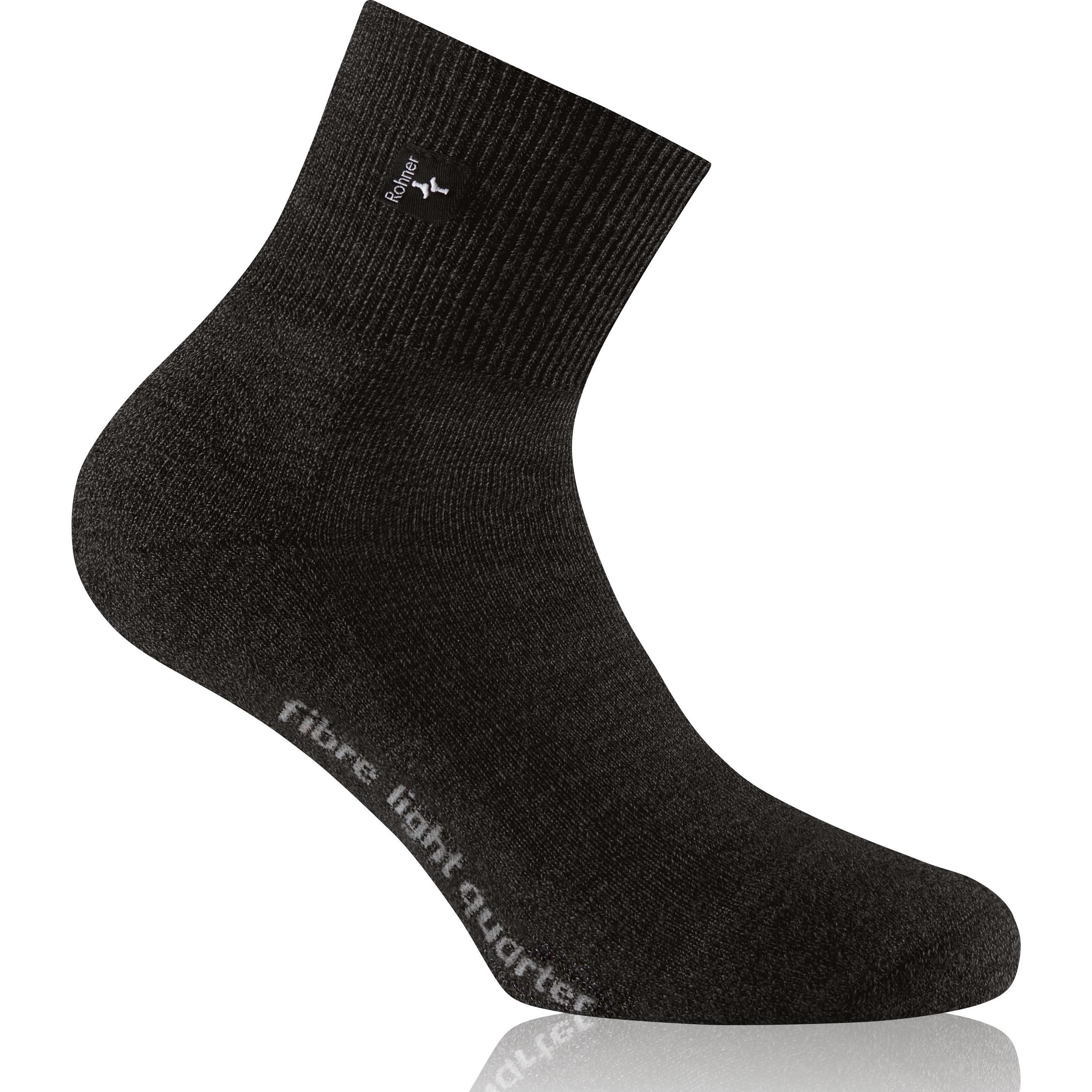 Rohner, Herren, Sportsocken, Socks  Fiber Light Quarter (42 - 44), Schwarz
