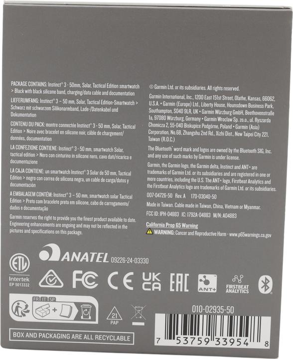 Produktbild Garmin Instinct 3 Solar Tactical Edition (50 mm, nur WLAN)