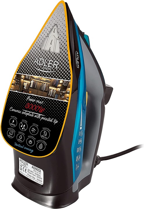 Produktbild Adler AD 5032 Bügeleisen Trocken-Bügeleisen Keramik-Bügelsohle (3000 W, 80 g/min)