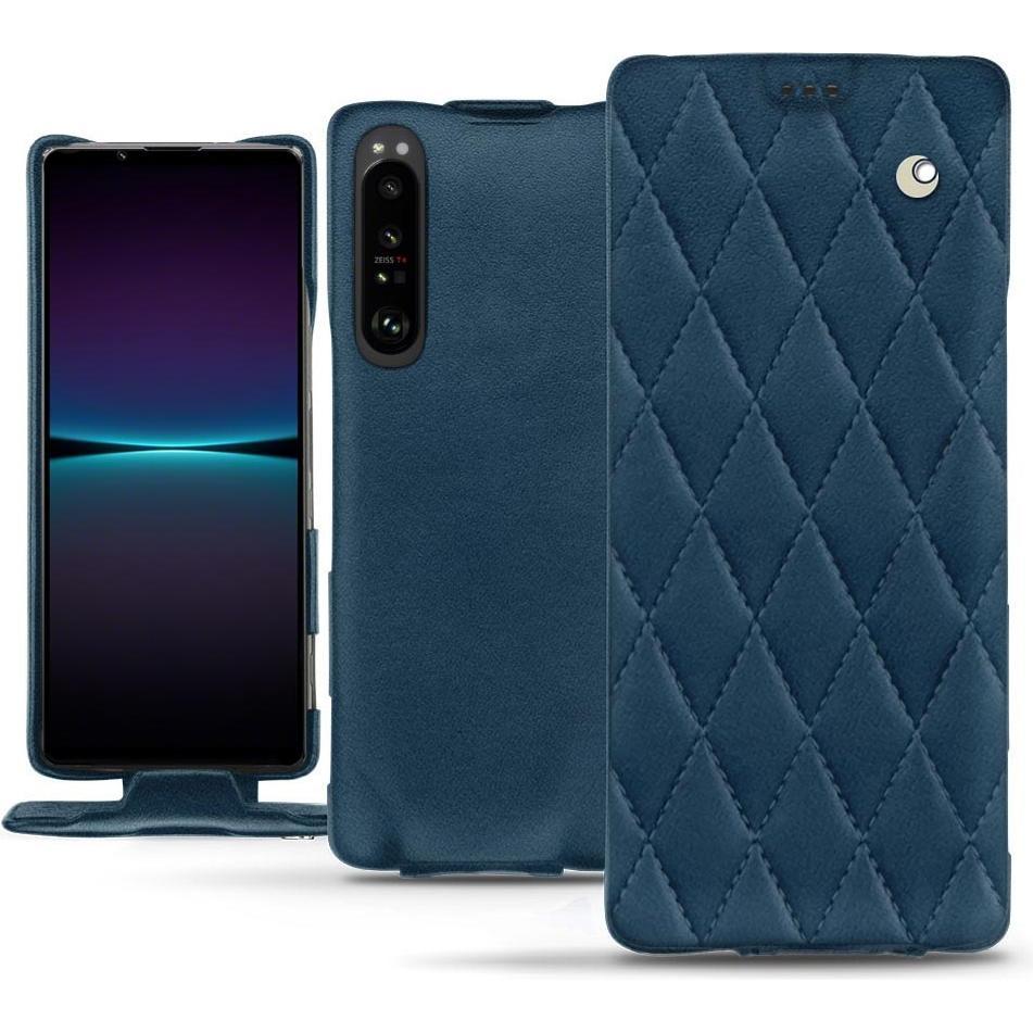 Noreve Lederschutzhülle vertikal (Sony Xperia 1 IV), Smartphone Hülle, Blau