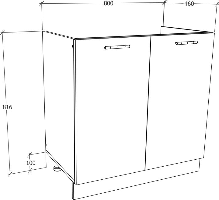 Produktbild VCM Spülunterschrank Breite 80 cm Spülenschrank Unterschrank Spüle Küche Esilo (80 x 46 x 82 cm)